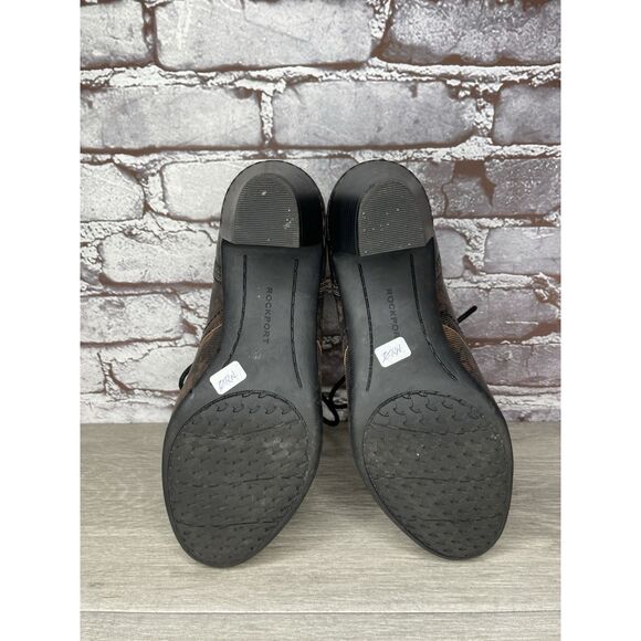 ROCKPORT Cobb Hill Rashel Dark Brown FLoral Leather Laced Booties Women 9M US/40 - Picture 7 of 16